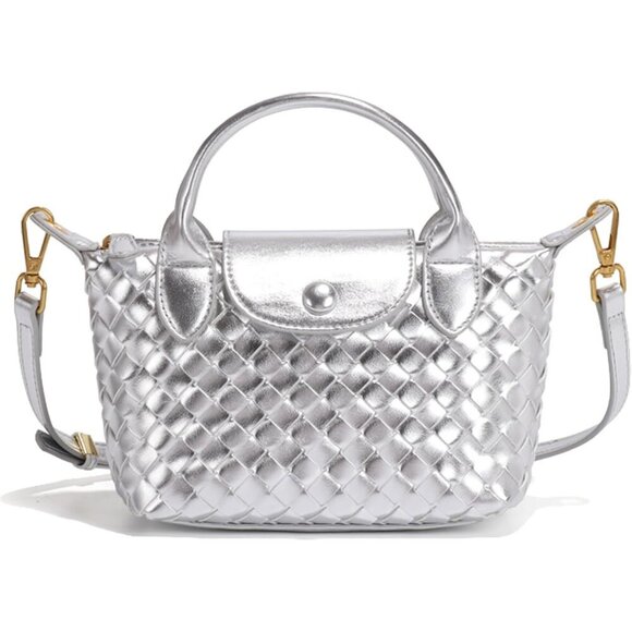 🆕 Fuvezix Leather Crossbody Bag Women Silver Fashion Clutch Luxury Handbag - Picture 1 of 6